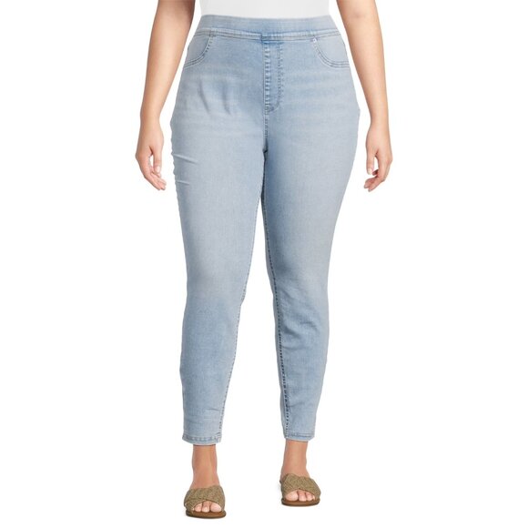 Terra & Sky Women's Plus Size Pull-On Jegging Jeans, 28" Inseam, Size 2X, Blue - Picture 1 of 5